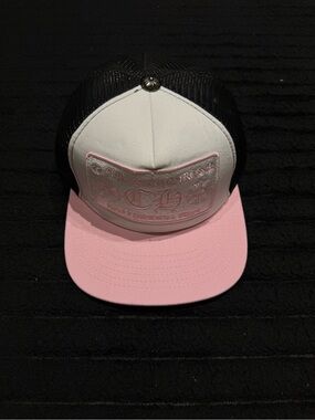 Chrome Hearts Black Mesh Cap with Pink Brim